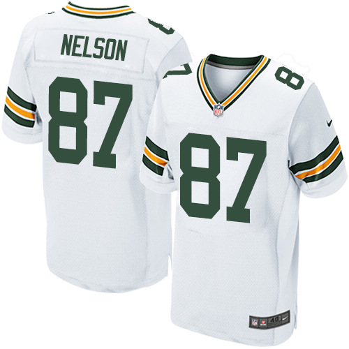 Men's Elite Jordy Nelson Nike Jersey White Road - #87 NFL Green Bay Packers